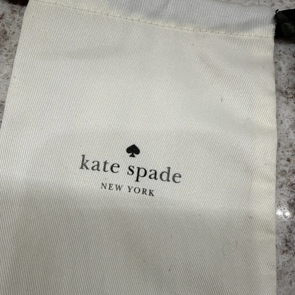 2 Kate Spade New York Jewelry Storage Bags Pouch White & Pink w/ Blk Drawstring
